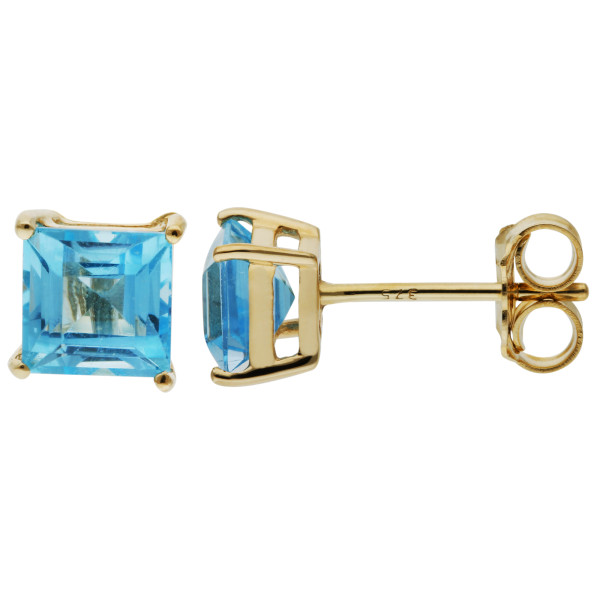 9ct Yellow Gold 1.50ct Swiss Blue Topaz Earrings 