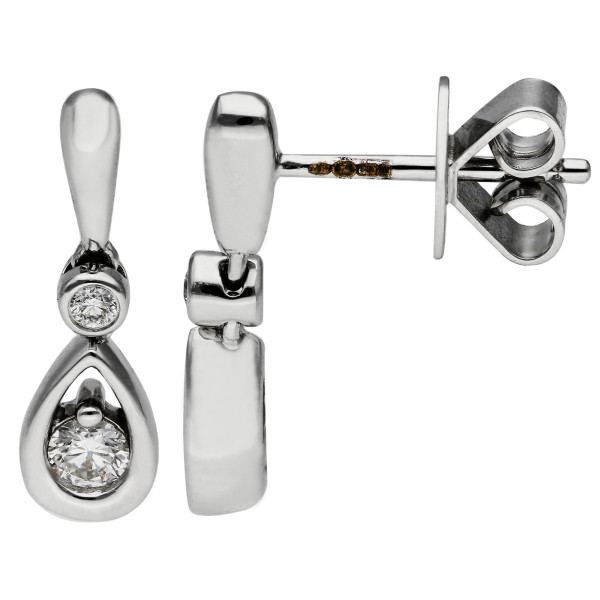 18ct White Gold Diamond Drop Earrings