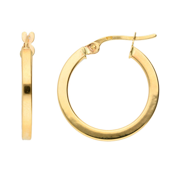 9ct Gold Square Edged Hoop Earrings