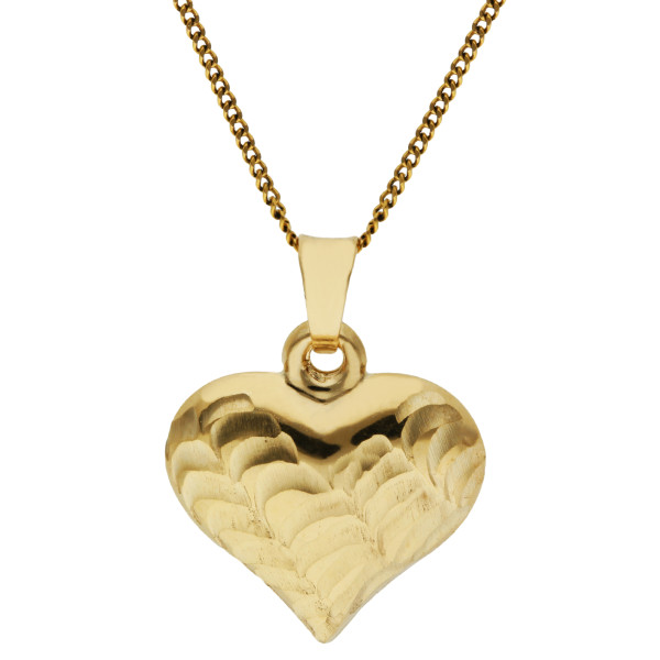 Heart Shaped 9ct Yellow Gold Pendant 
