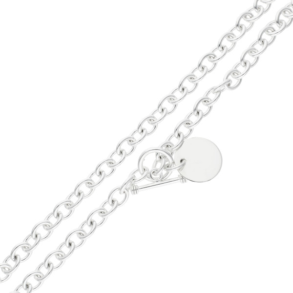 Sterling Silver 8mm Handmade Cable T-Bar Disc Chain Necklace