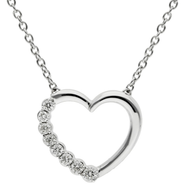 18ct White Gold 0.14ct Diamond Heart Necklace