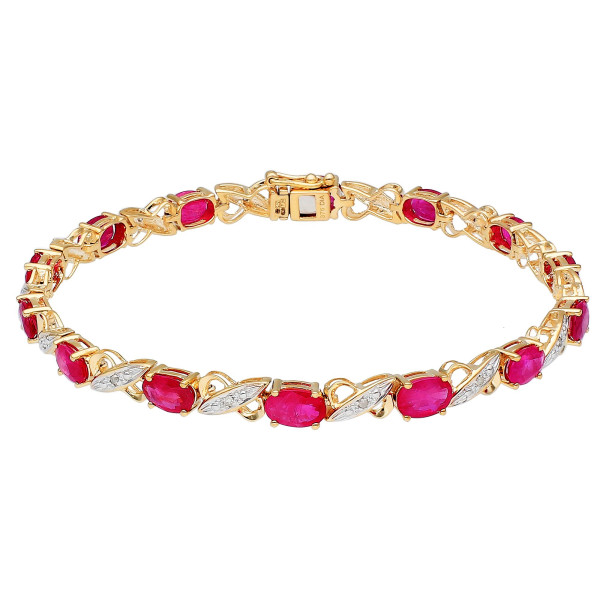 9ct Yellow Gold Ruby & Diamond Bracelet