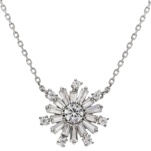 Sterling Silver & Cubic Zirconia Snowflake Necklace