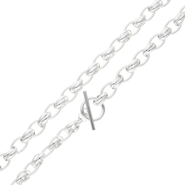 Sterling Silver 9mm Handmade Fancy Textured T-Bar Chain