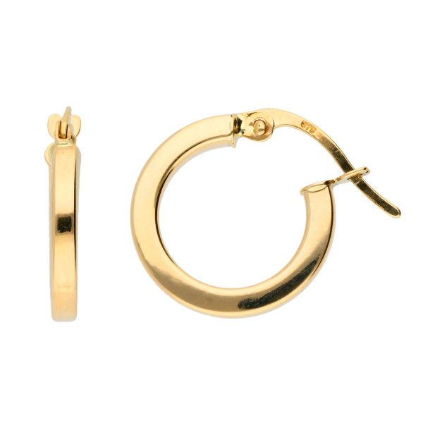 9ct Gold Square Edged Small Hoop Earrings