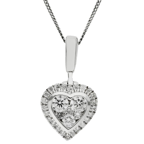 9ct White Gold 0.25ct Diamond Heart Pendant