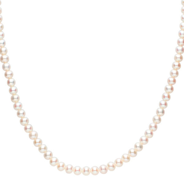 9ct White Gold 4.5-5mm White Round Cultured River Pearl Necklace