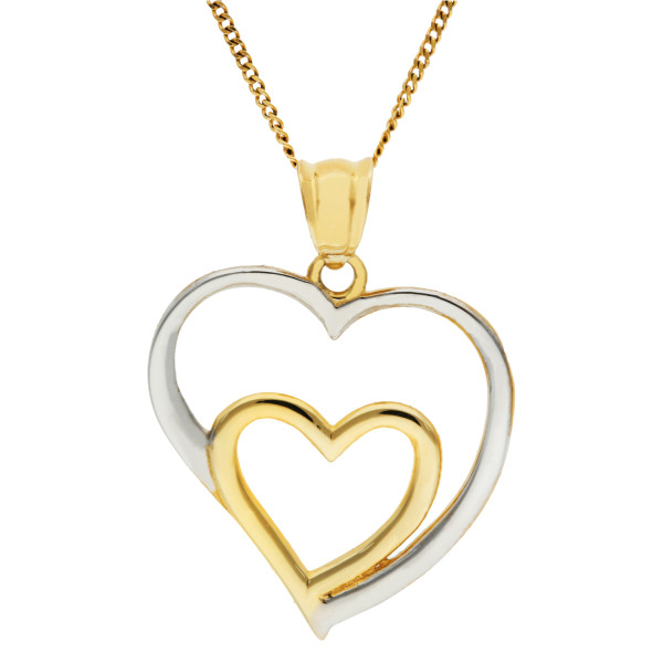 9ct Yellow & White Gold Heart Pendant