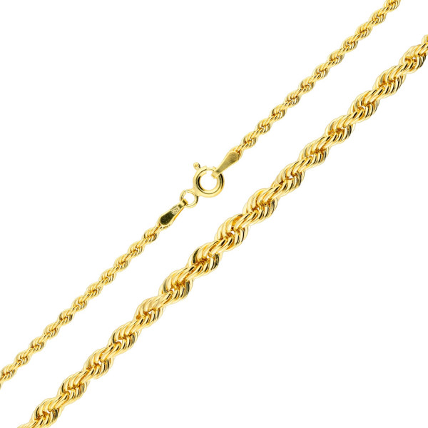 9ct Yellow Gold Graduated Rope Chain Necklace