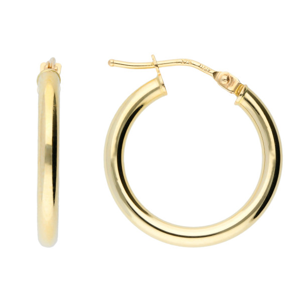 9ct Yellow Gold 18mm Tube Hoop Earrings