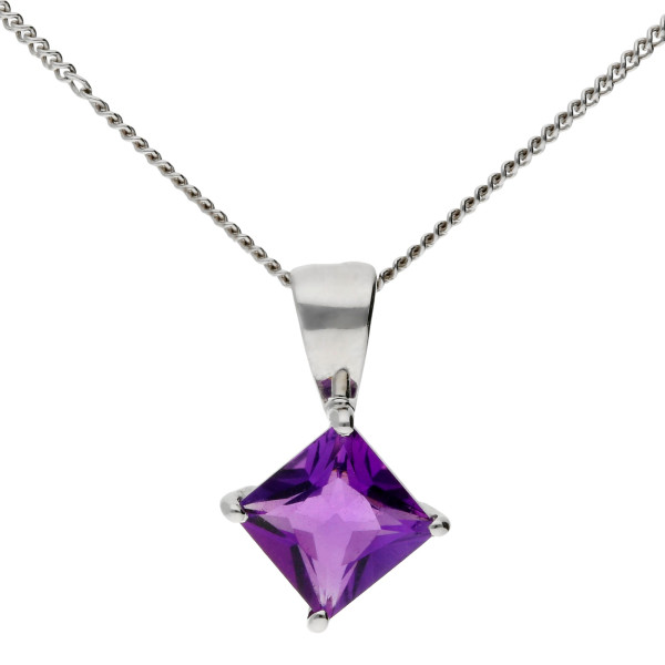 9ct White Gold 0.65ct Amethyst Solitaire Pendant