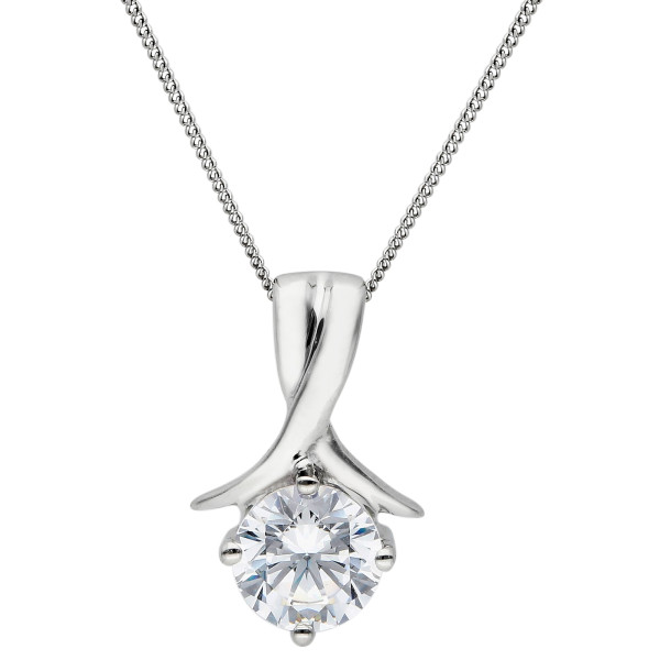 9ct White Gold Cubic Zirconia Drop Pendant