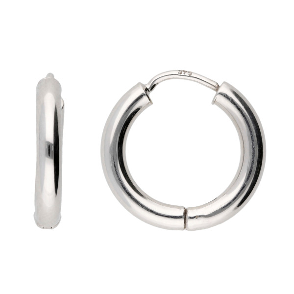 9ct White Gold Small Hinged Hoop Earrings