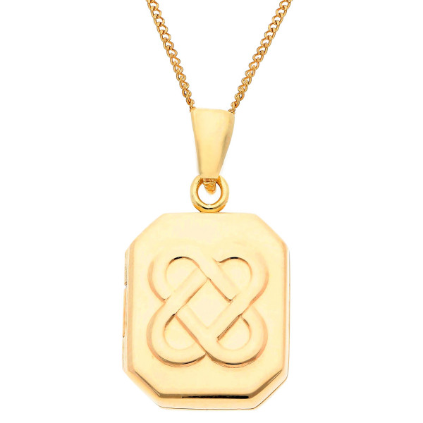 9ct Yellow Gold Embossed Celtic Knot Rectangle Locket