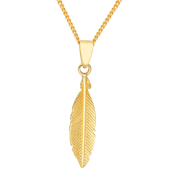 9ct Yellow Gold Feather Pendant
