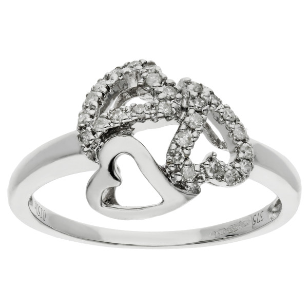9ct White Gold 0.12ct Diamond Cocktail Ring
