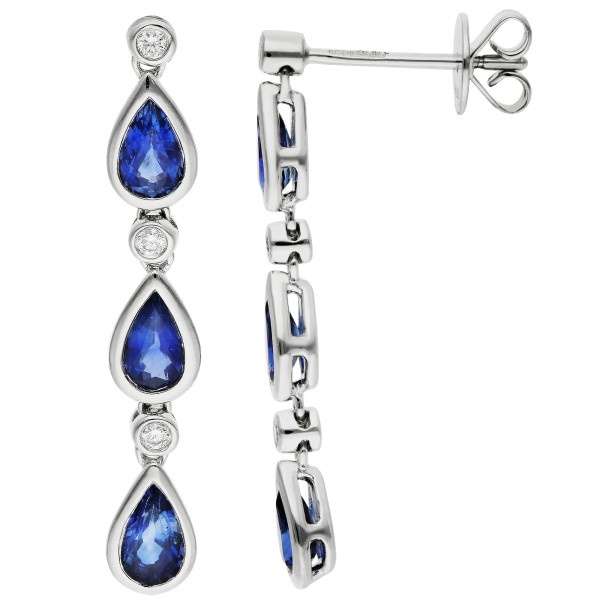 9ct White Gold Diamond & Sapphire Earrings