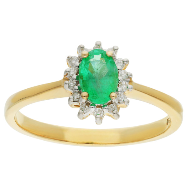 9ct Gold 0.43ct Emerald Cluster Ring