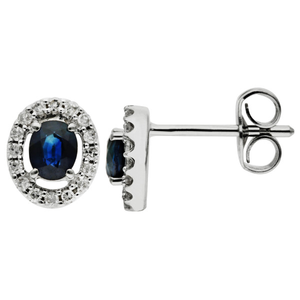9ct White Gold Diamond & Sapphire Earrings