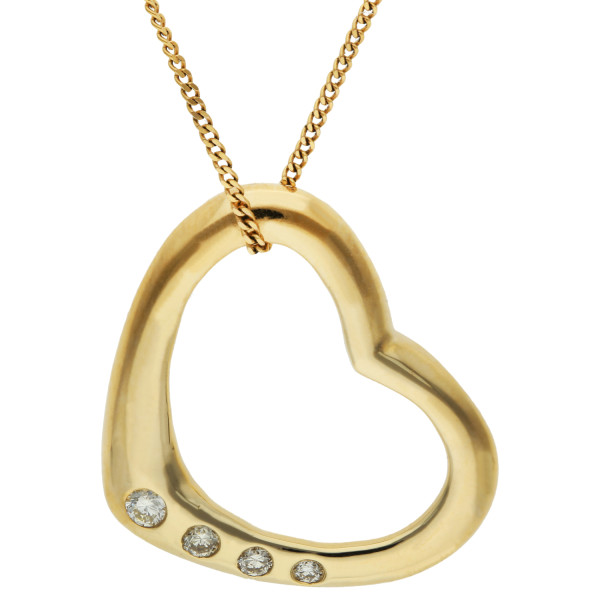 9ct Yellow Gold Diamond Heart Pendant