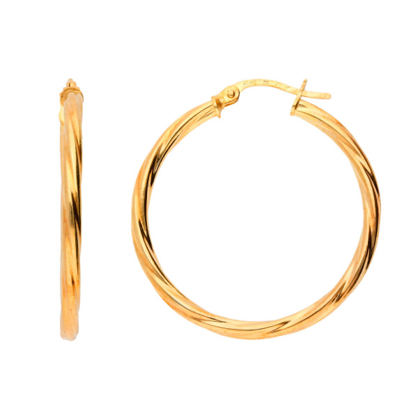 9ct Yellow Gold Twisted Hoops