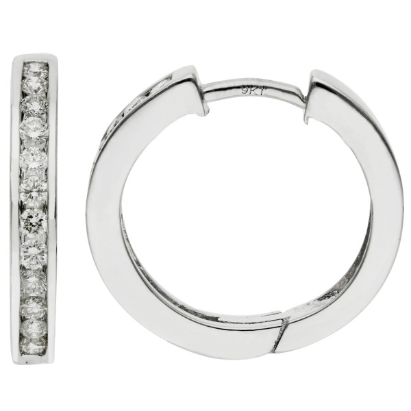 9ct White Gold 0.50ct Diamond Hoop Earrings