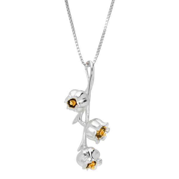 Silver & Yellow Gold Vermeil Lilly Of The Valley Flower Pendant