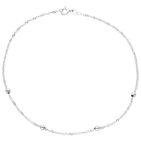 9ct White Gold Twist Curb Chain Fancy Anklet