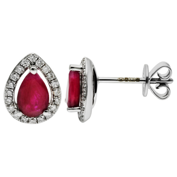 9ct White Gold 0.96ct Ruby Stud Earrings