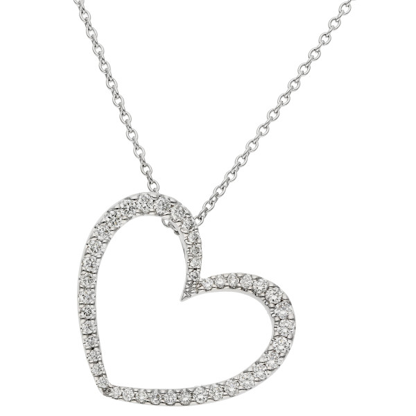 18ct White Gold Diamond Heart Pendant