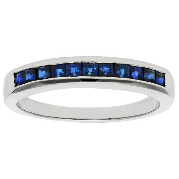 9ct White Gold Channel Set Sapphire Half Eternity Ring