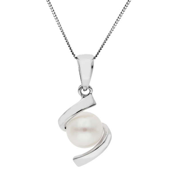9ct White Gold Pearl Twist Pendant