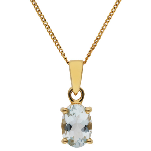 9ct Yellow Gold 0.70ct Aquamarine Pendant