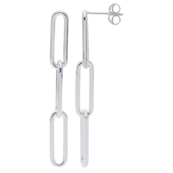 Sterling Silver Paper Clip Link Drop Earrings