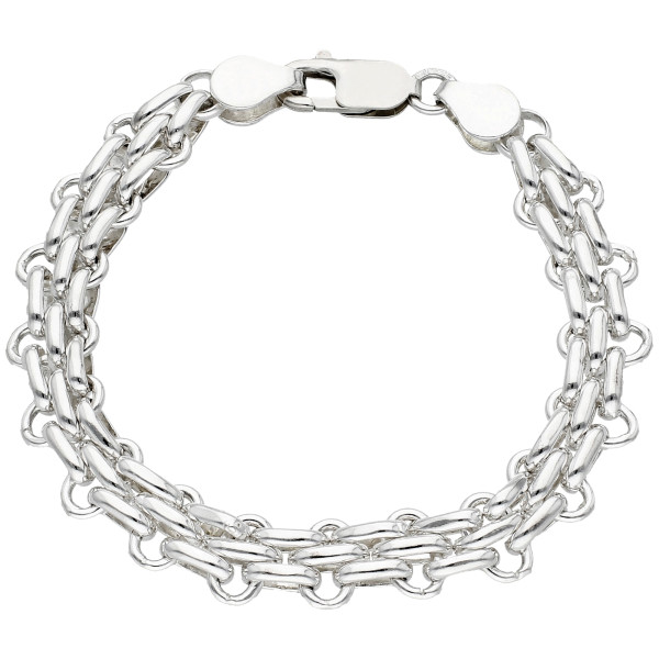 Sterling Silver 10mm Brick Link Bracelet