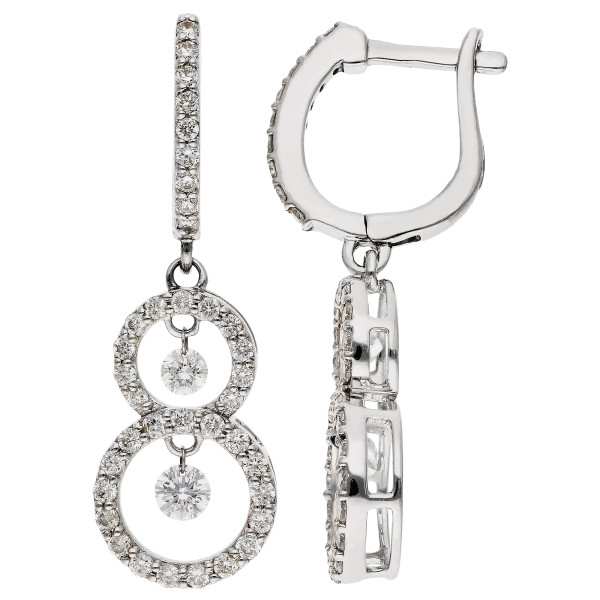 18ct White Gold 1.64ct Natural Diamond Drop Earrings