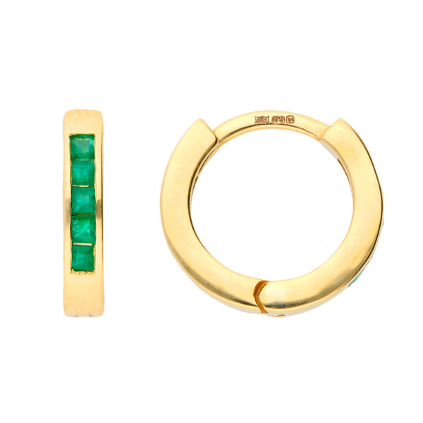 9ct White Gold 0.35ct Emerald Hinged Hoop Earrings