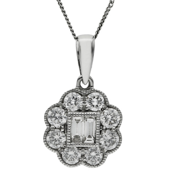 18ct White Gold Diamond Daisy Pendant