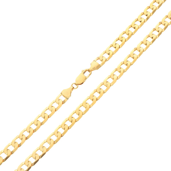 Men's 9ct Yellow Gold 6.7mm Filed Curb Chain