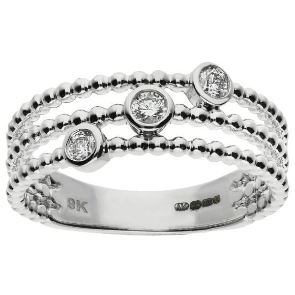 9ct White Gold 0.15ct Diamond Bubble Ring