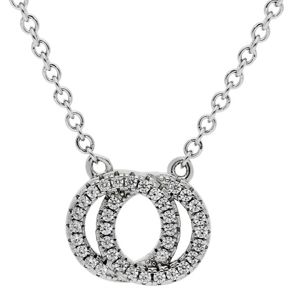Sterling Silver Cubic Zirconia Interlocking Circles Necklace