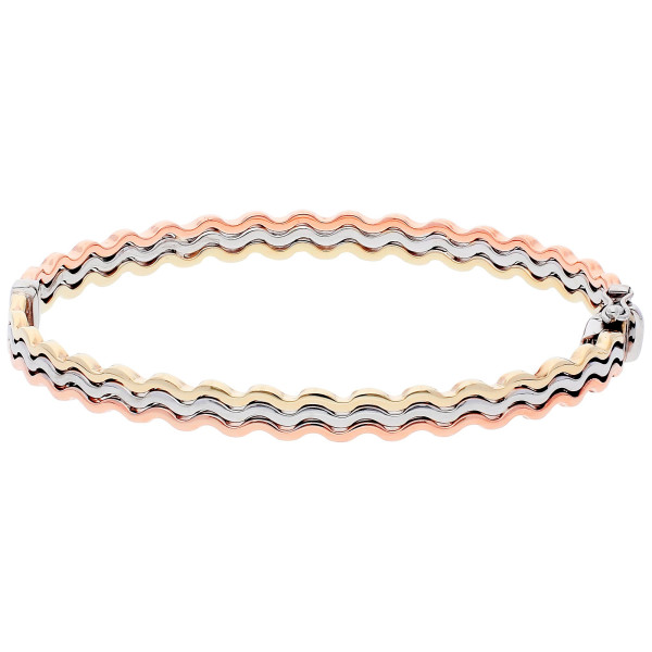 9ct Yellow Rose & White Gold Wave Bangle