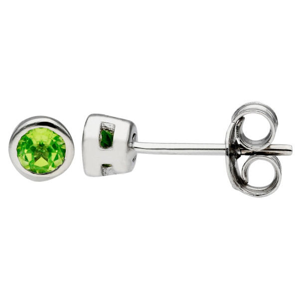 9ct White Gold Peridot 3mm Solitaire Stud Earrings