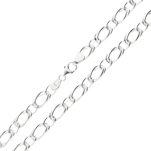 Sterling Silver 8mm Handmade Oval Double Link Chain