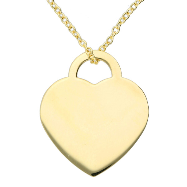 9ct Yellow Gold Heart Plaque Necklace - Free Engraving