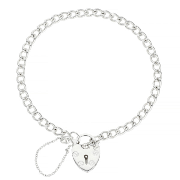 Sterling Silver 4.5mm Curb Padlock Bracelet