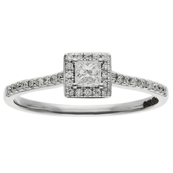  18ct White Gold Diamond Square Halo Ring