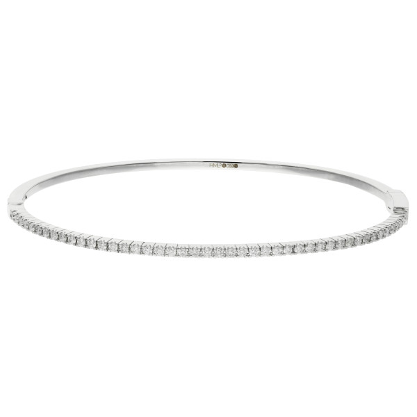 18ct White Gold 0.60ct Diamond Hinged Bangle 