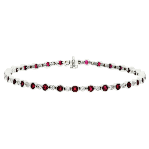 18ct White Gold Ruby & Diamond Tennis Bracelet